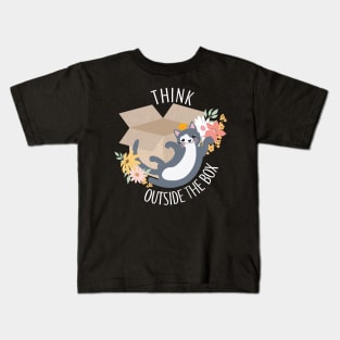 Think outside the box cute funny cat lover Kids T-Shirt